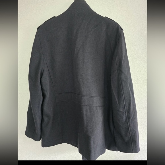 Murano Wool Blend Jacket Coat XL Men Black Leather Trim Military Heavy 90s Y2k - Picture 14 of 16